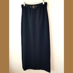 St. John Sport Marie Gray Black Knit Maxi Skirt Lg